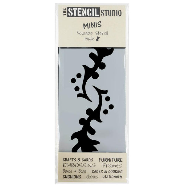 Stencil MiNiS - Leaf & dots border, stencils for furniture, crafts  & DIY 10533